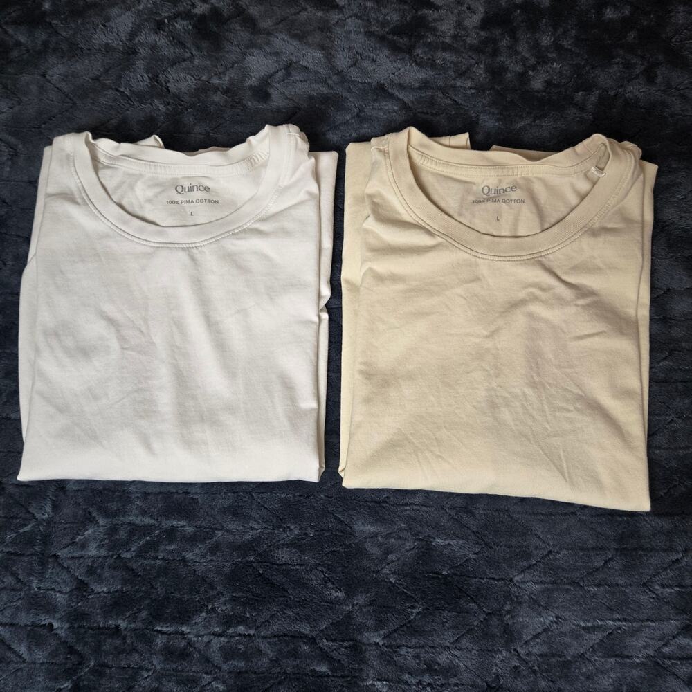 Quince Men's 100% Pima Cotton Short Sleeve Crewneck T-Shirt White & Cream Large